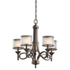 Lustre Lacey 5 lumières bronze et rouille, verre