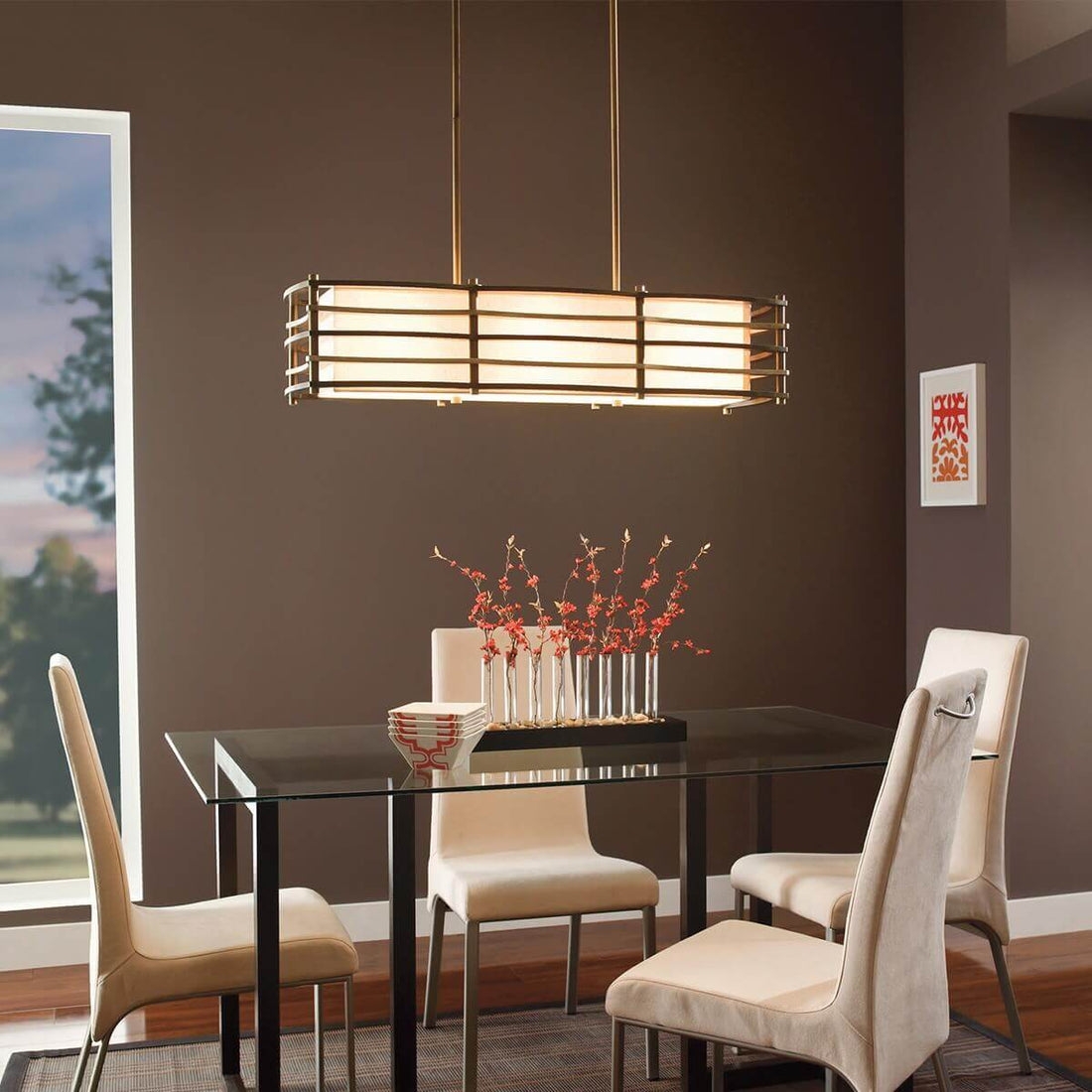 Lustre Moxie 3 lumières bronze, verre