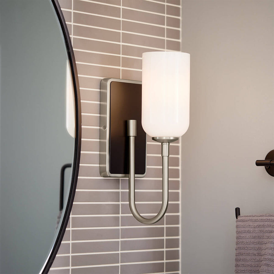 Applique murale Solia nickel satiné et noire, verre