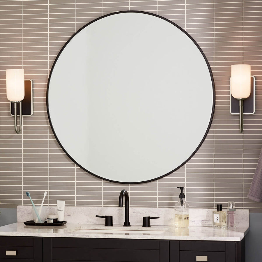 Applique murale Solia nickel satiné et noire, verre