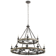 Lustre Taulbee 15 lumières, bois