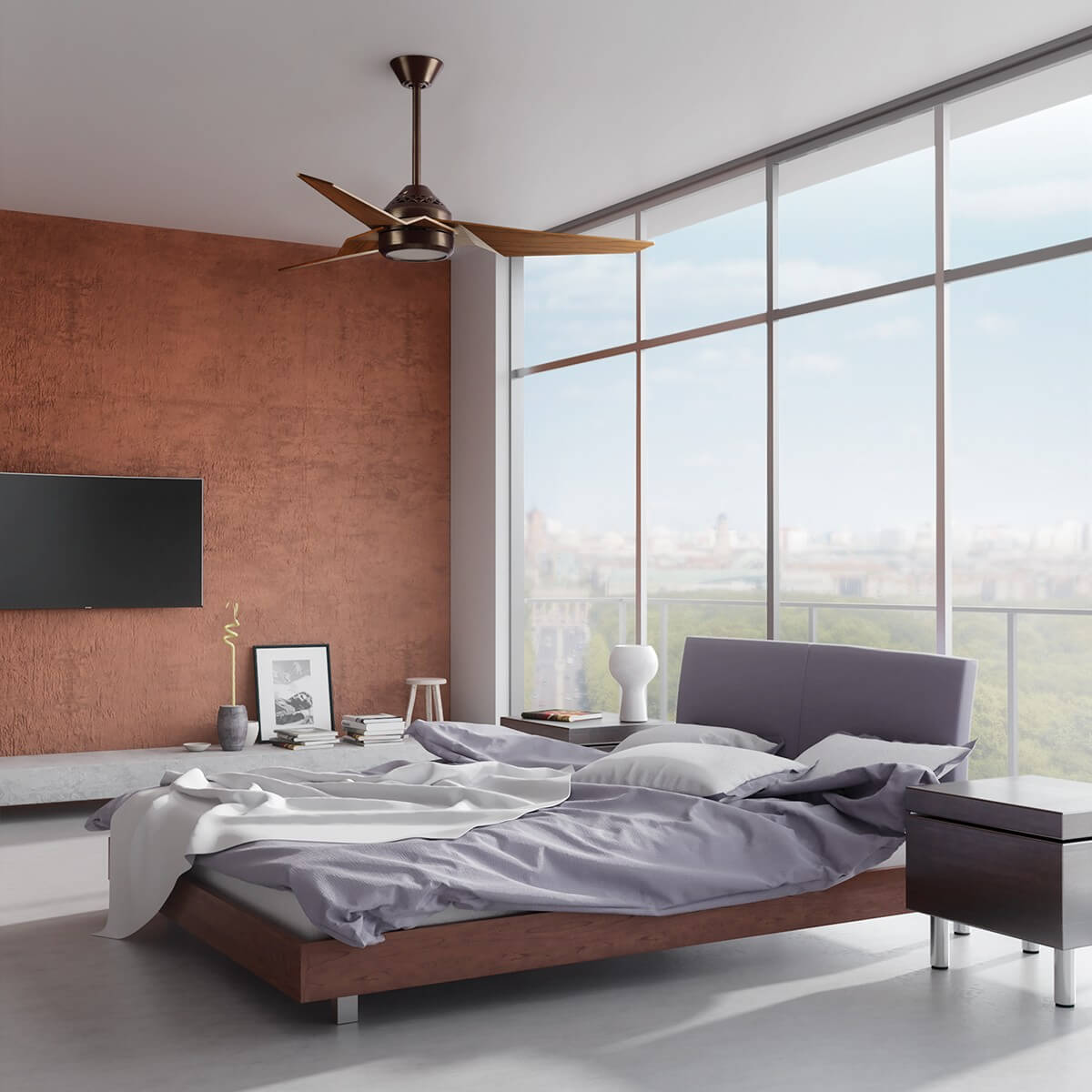 Ventilateur de plafond lumineux Jade bois foncé