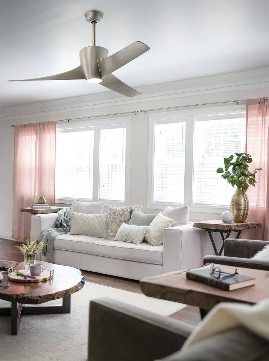 Ventilateur de plafond lumineux Phree nickel
