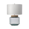 Lampe à poser Luga nickel poli et bois clair, verre