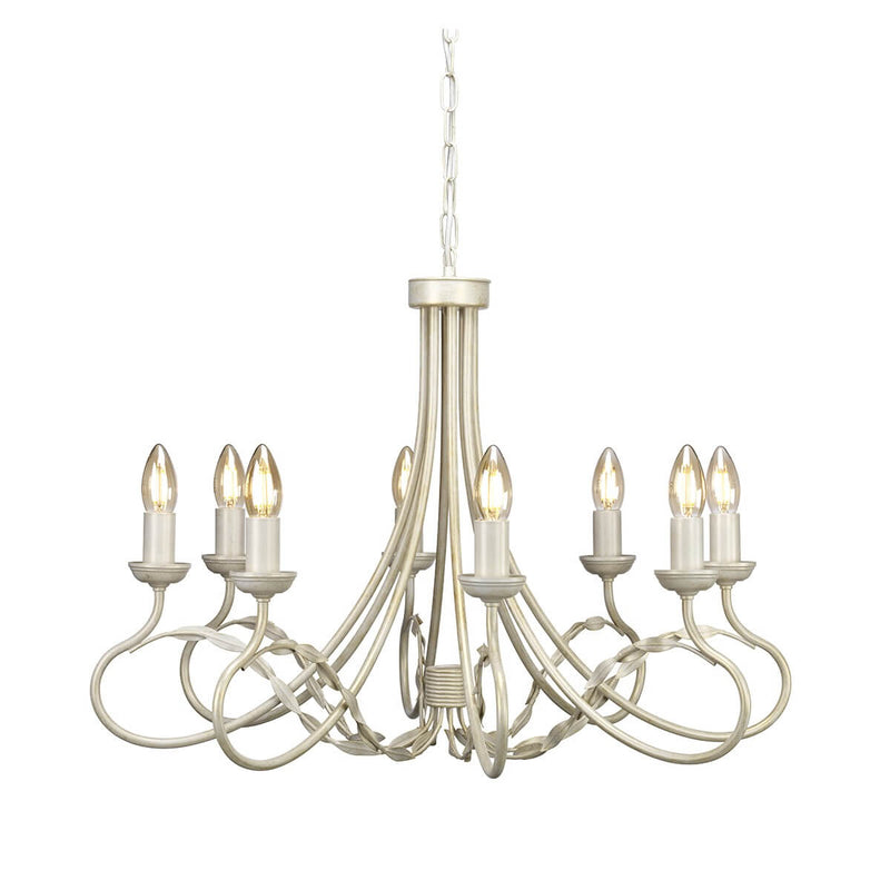 Lustre Olivia 8 lumières crème et doré