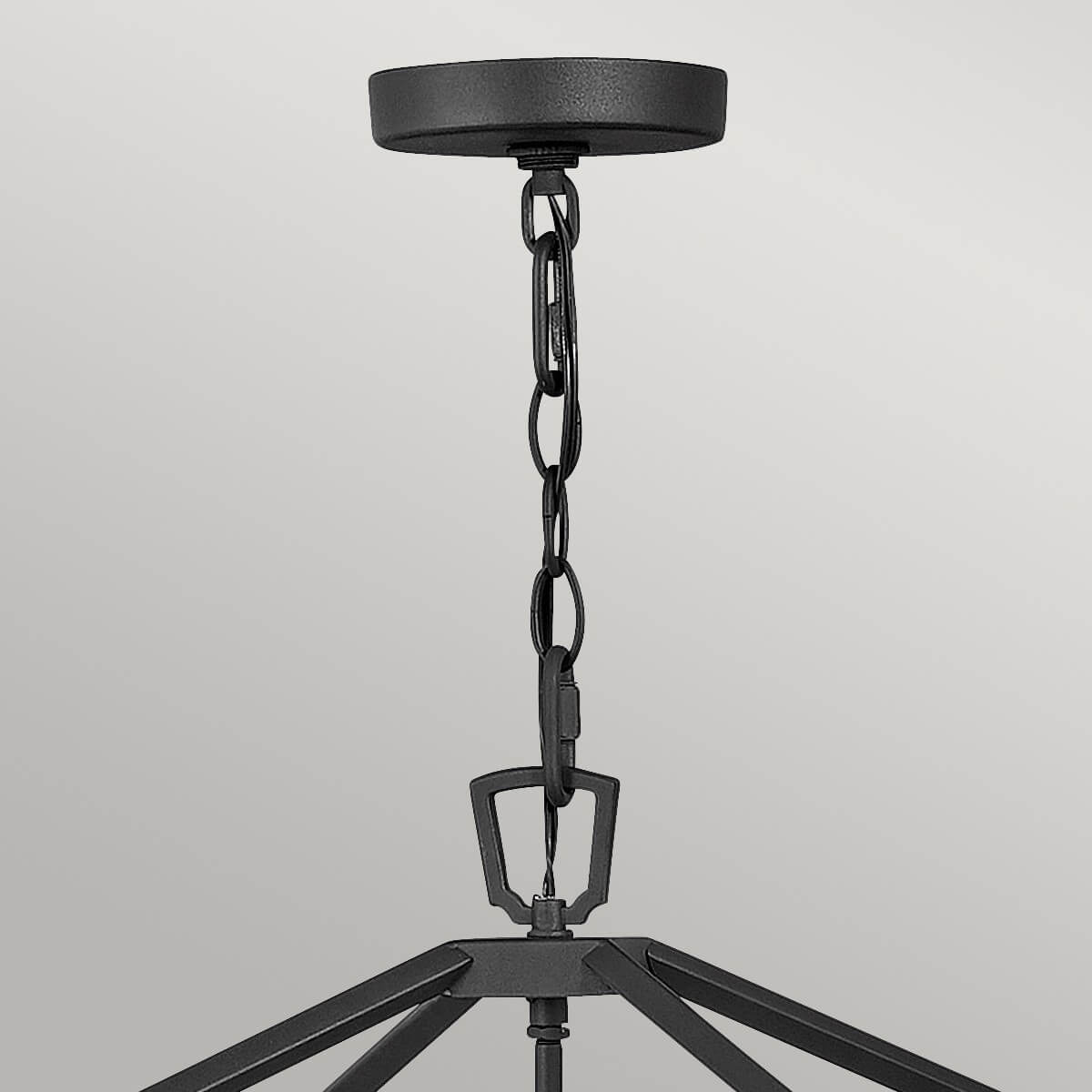 Suspension extérieure Alford Place 4 lumières noire et transparente, verre