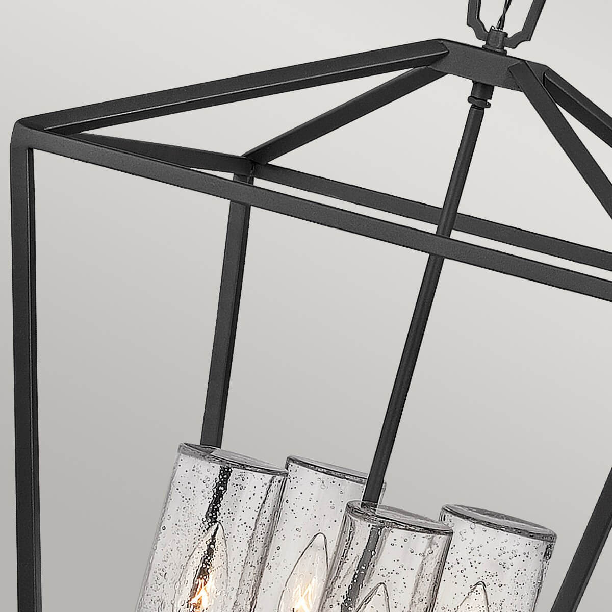 Suspension extérieure Alford Place 4 lumières noire et transparente, verre