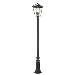 Lampadaire extérieur Alford Place 4 lumières noir et transparent, verre