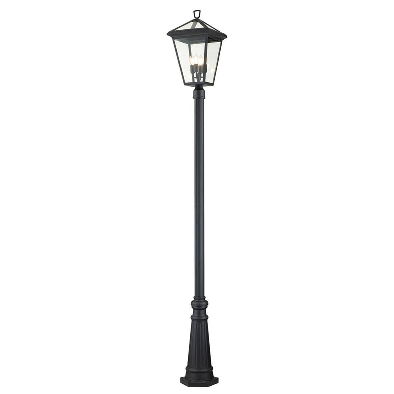 Lampadaire extérieur Alford Place 4 lumières noir et transparent, verre