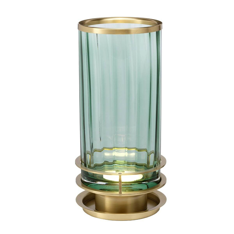 Lampe à poser Arno laiton vieilli et verte, verre
