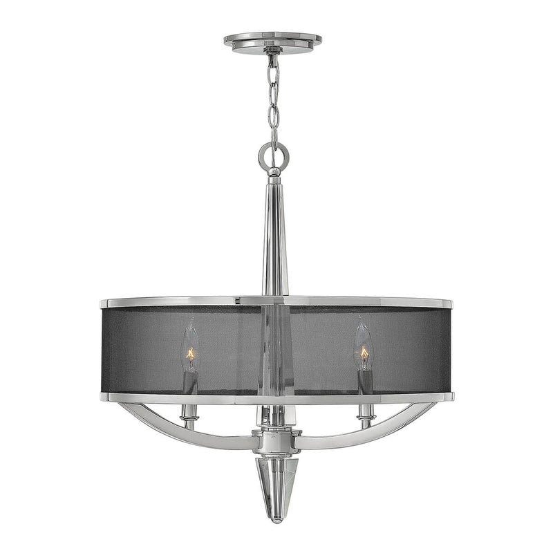 Suspension Ascher 3 lumières nickel poli et noire, cristal