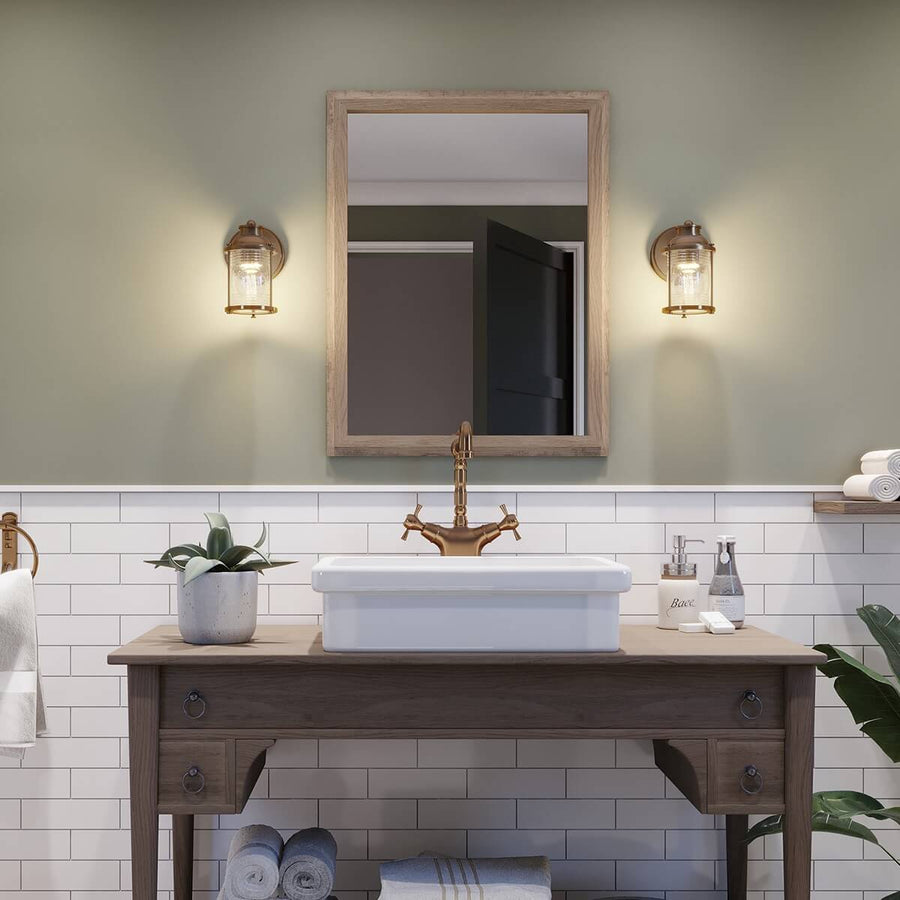 Applique murale Ashland Bay bois et laiton, verre