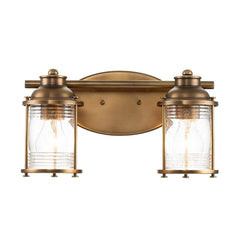 Applique murale Ashland Bay 2 lumières bois et laiton, verre