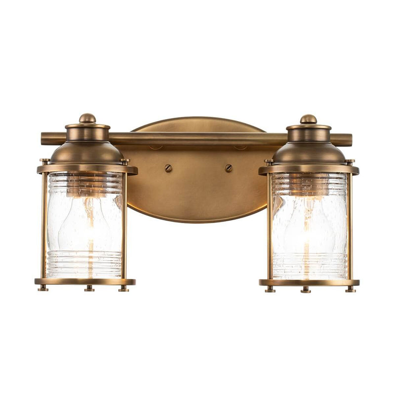 Applique murale Ashland Bay 2 lumières bois et laiton, verre