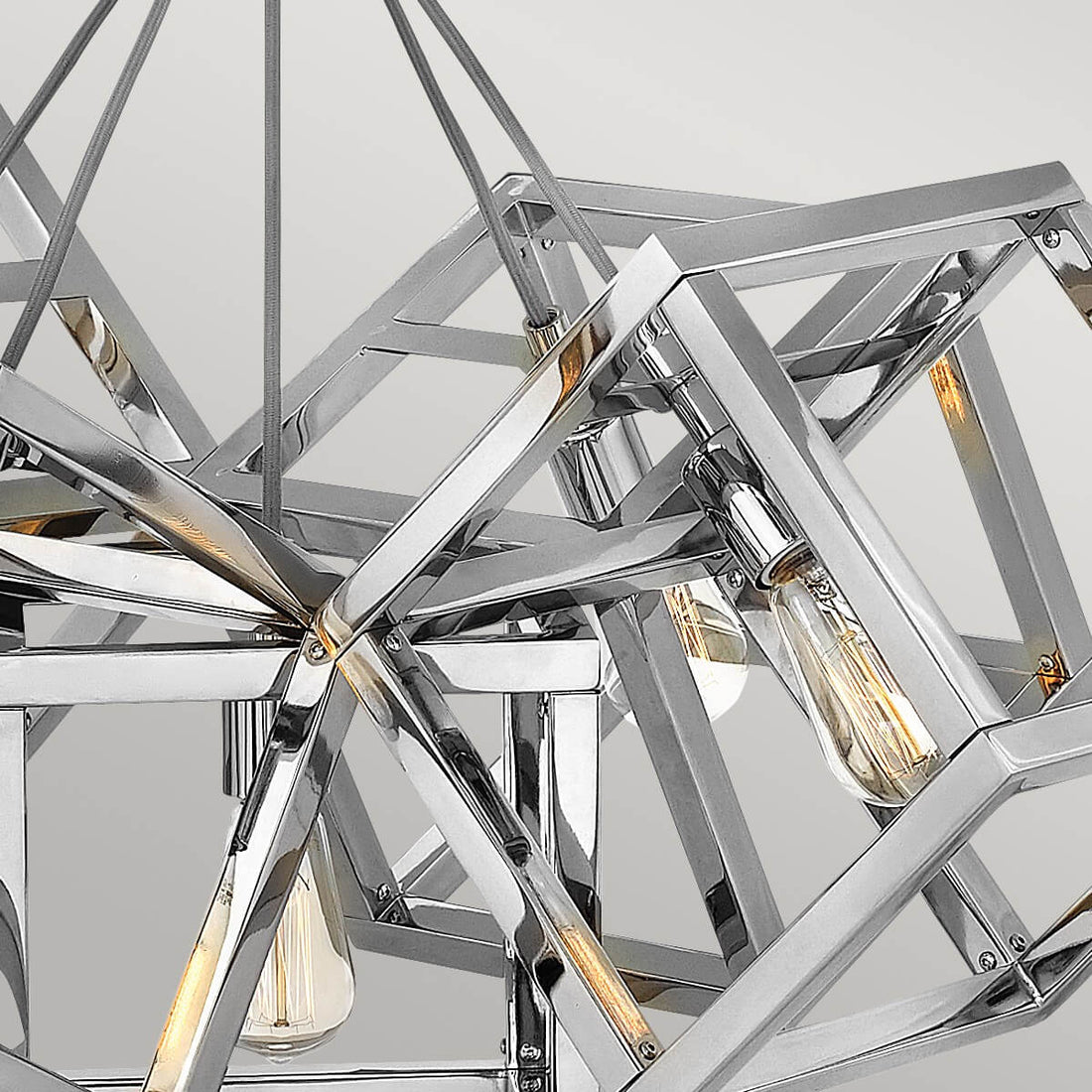 Suspension Ensemble 5 lumières nickel poli