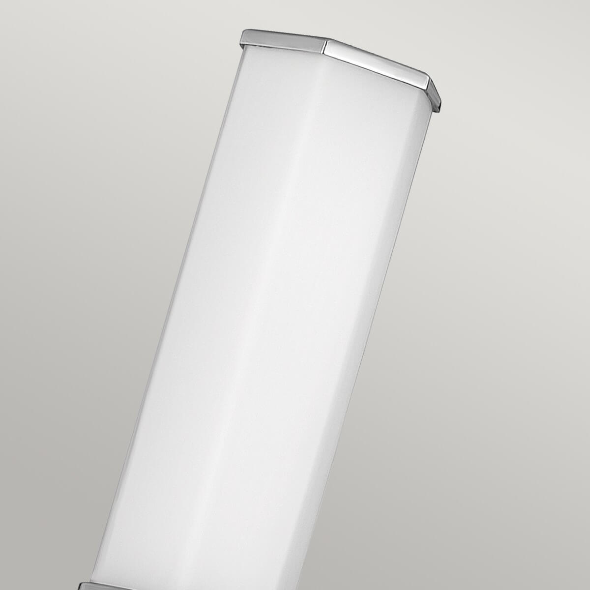 Détail du sommet du diffuseur opale et de son capuchon chromé.