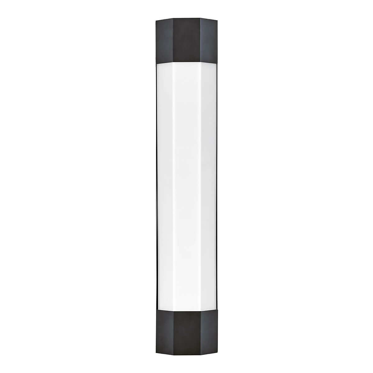 Vue légèrement inclinée du luminaire allumé, diffuseur blanc lumineux