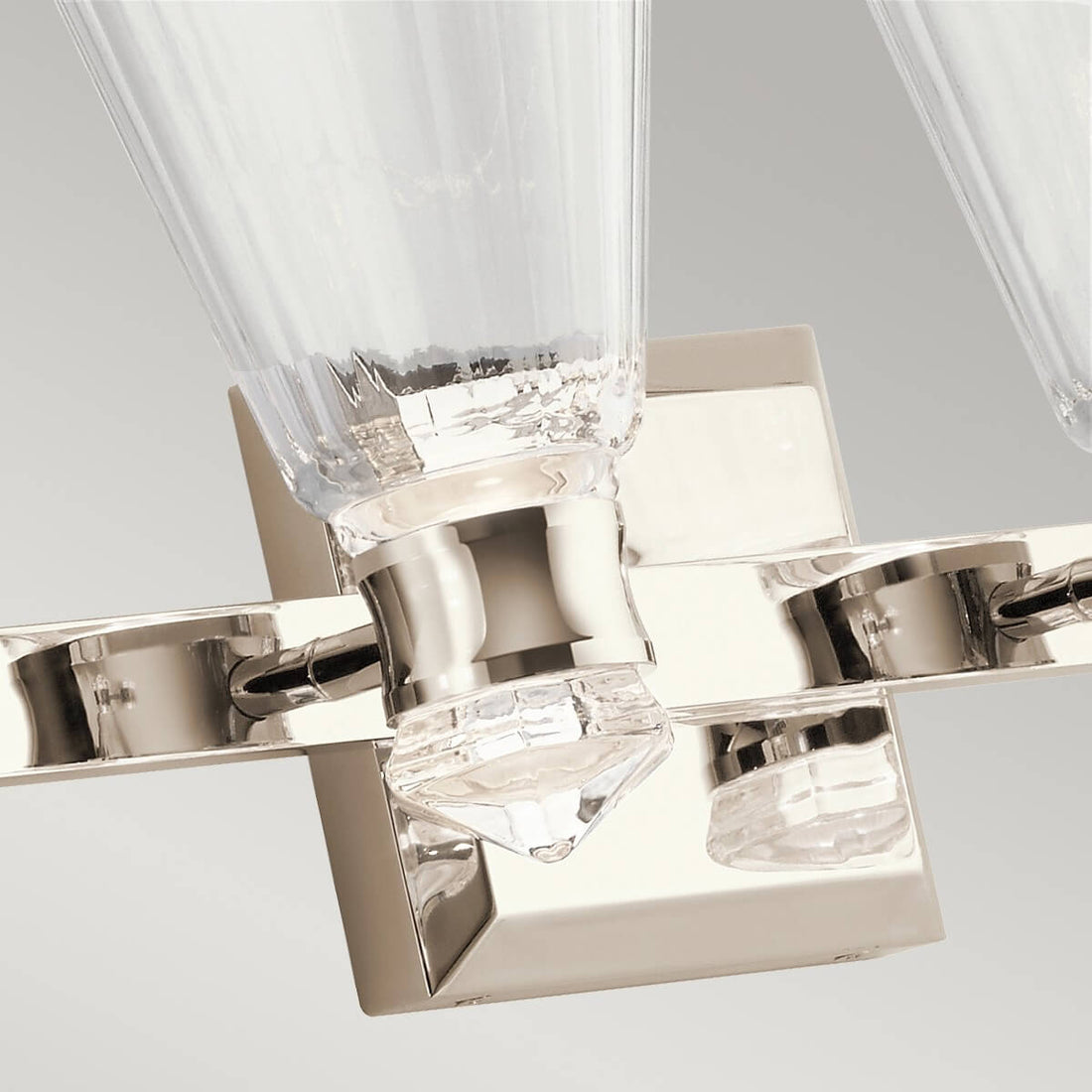 Applique murale Kayva nickel poli et transparente, verre, L 84,8 cm