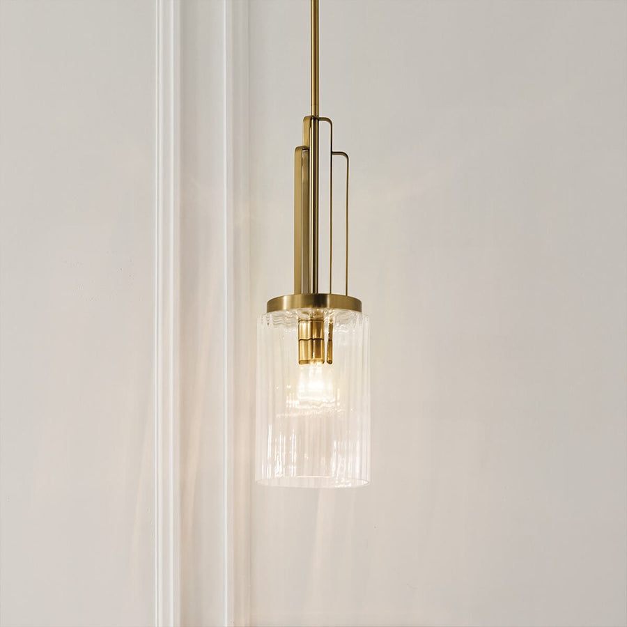 Suspension Kimrose bois et laiton, verre