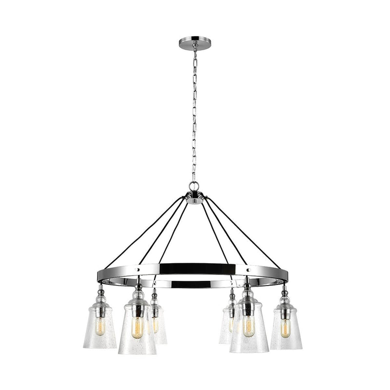 Lustre Loras 6 lumières chromé et transparent, verre