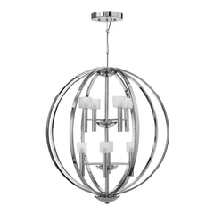 Lustre Mondo 8 lumières chromé et blanc, verre