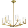 Lustre Nye 6 lumières bois et laiton, verre
