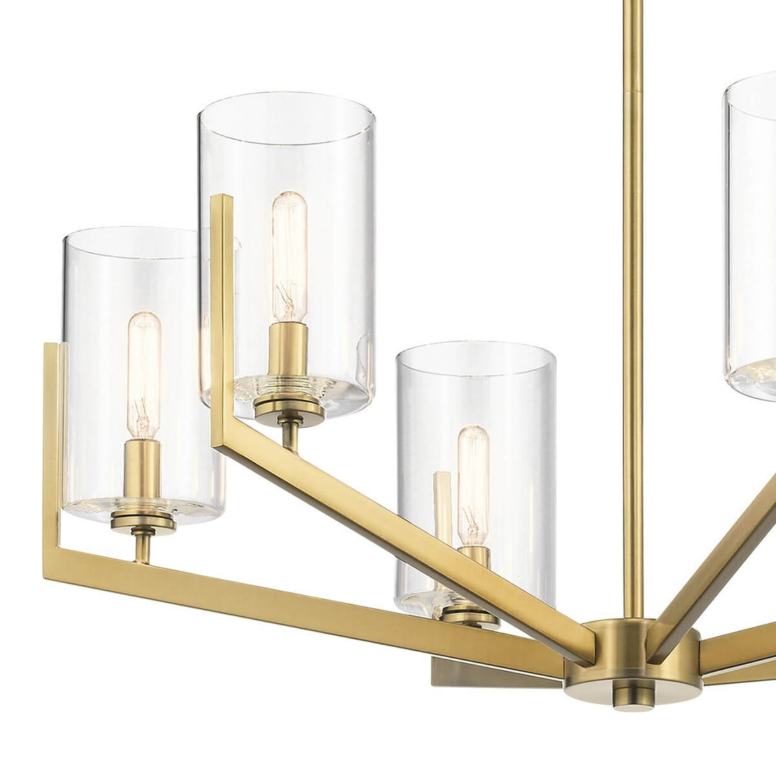 Lustre Nye 6 lumières bois et laiton, verre
