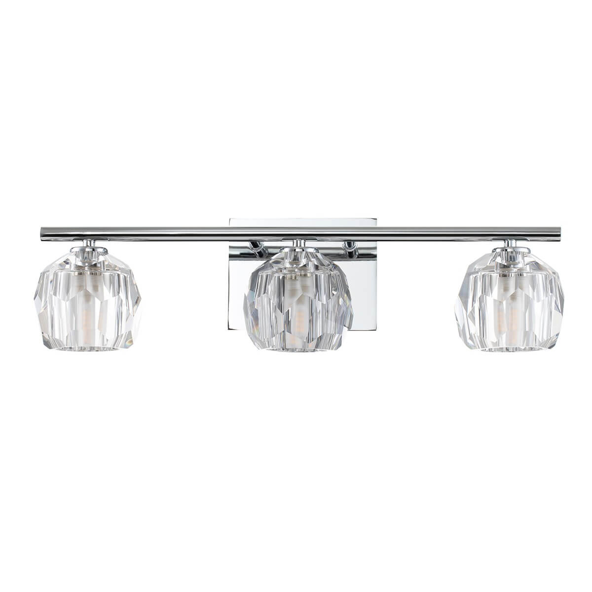 Seconde vue frontale de l’applique aux trois globes de cristal transparent