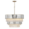 Suspension Reverie 12 lumières dorée et inox, cristal