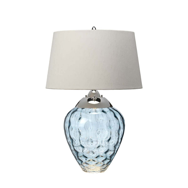 Lampe à poser Samara nickel poli et taupe, verre, H 71,5 cm (QN-SAMARA-TL-BLU)