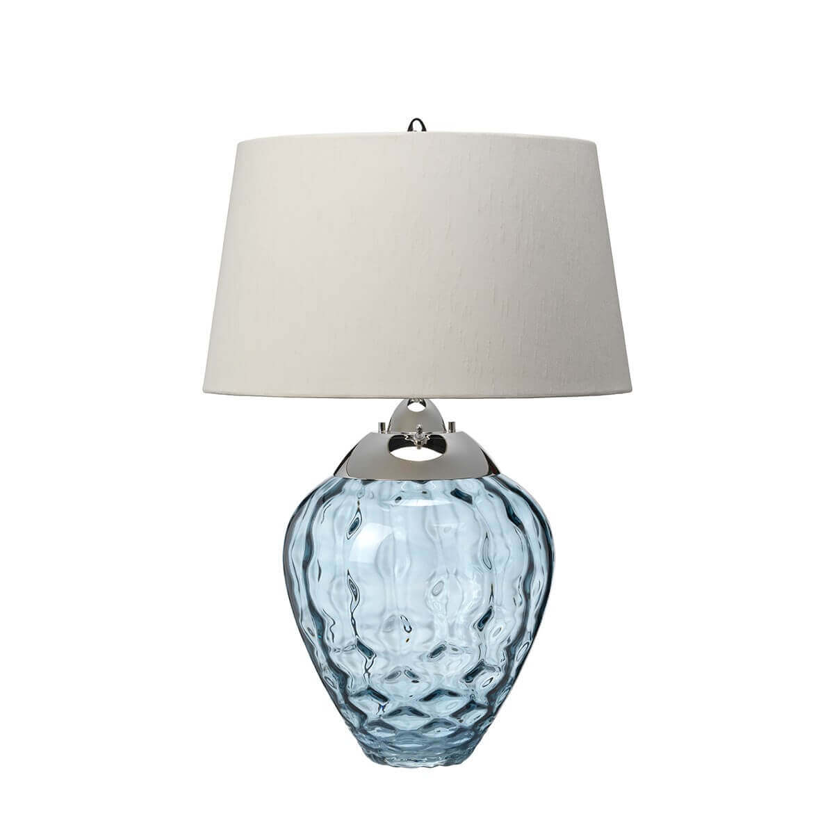 Lampe à poser Samara nickel poli et taupe, verre, H 71,5 cm (QN-SAMARA-TL-BLU)