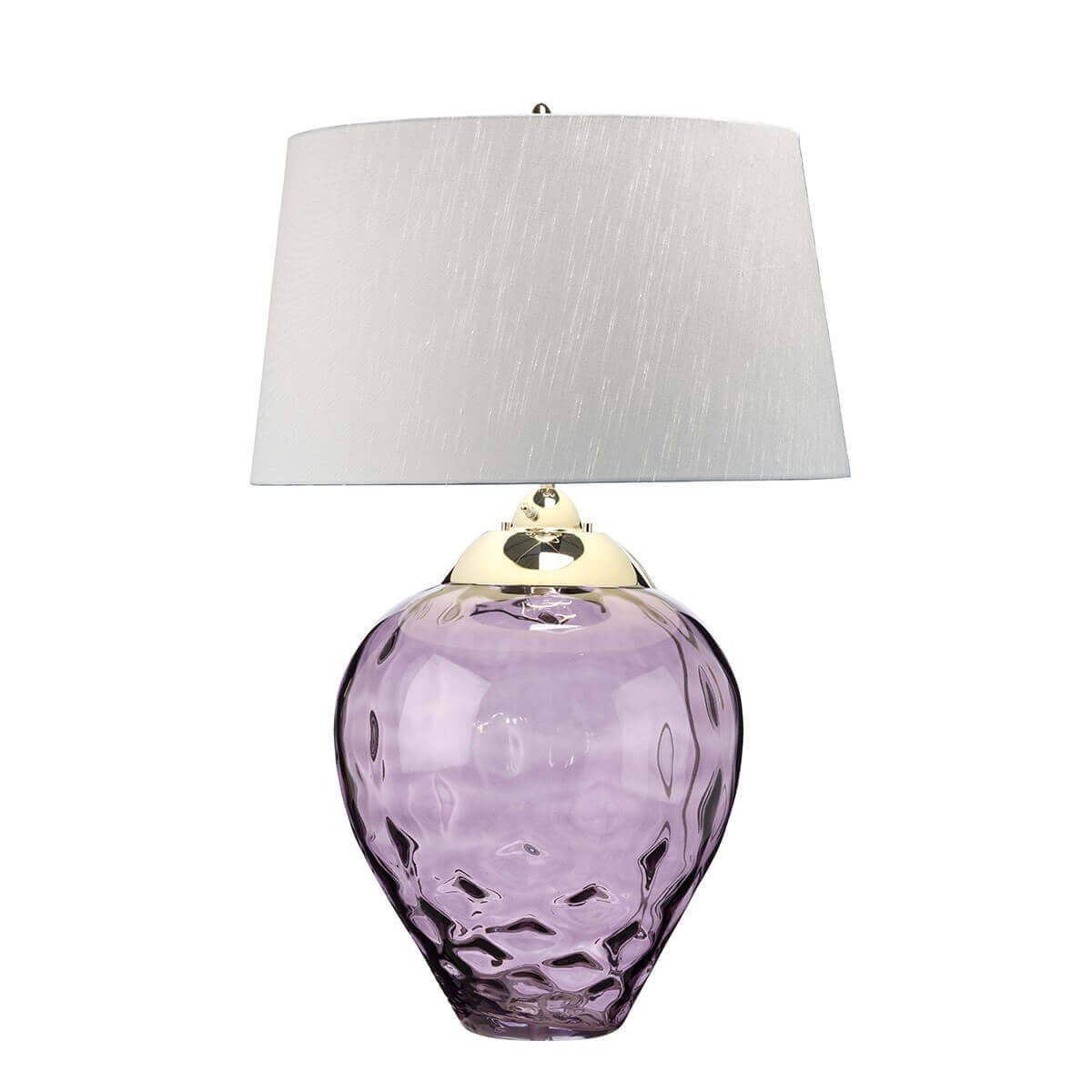 Détail de la collerette métallique nickel poli sous l'abat-jour