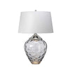 Lampe à poser Samara nickel poli et grise clair, verre, H 71,5 cm