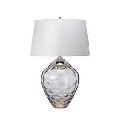 Lampe à poser Samara nickel poli et grise clair, verre, H 71,5 cm