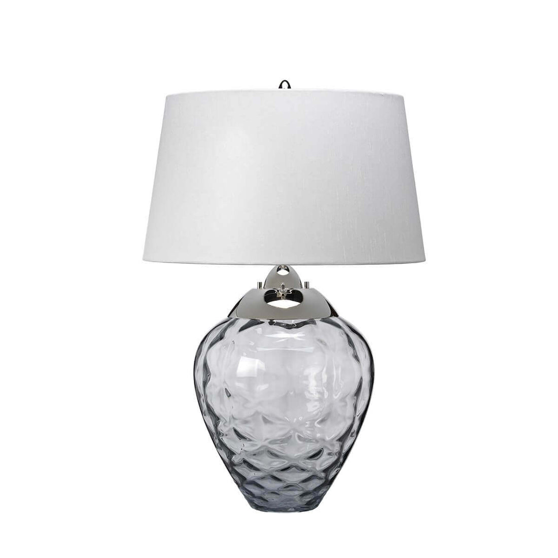 Lampe à poser Samara nickel poli et grise clair, verre, H 71,5 cm