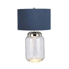 Lampe à poser Sola nickel poli et bleu, verre, H 67,5 cm