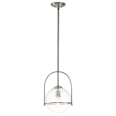 Suspension Klar nickel satiné et transparente, verre