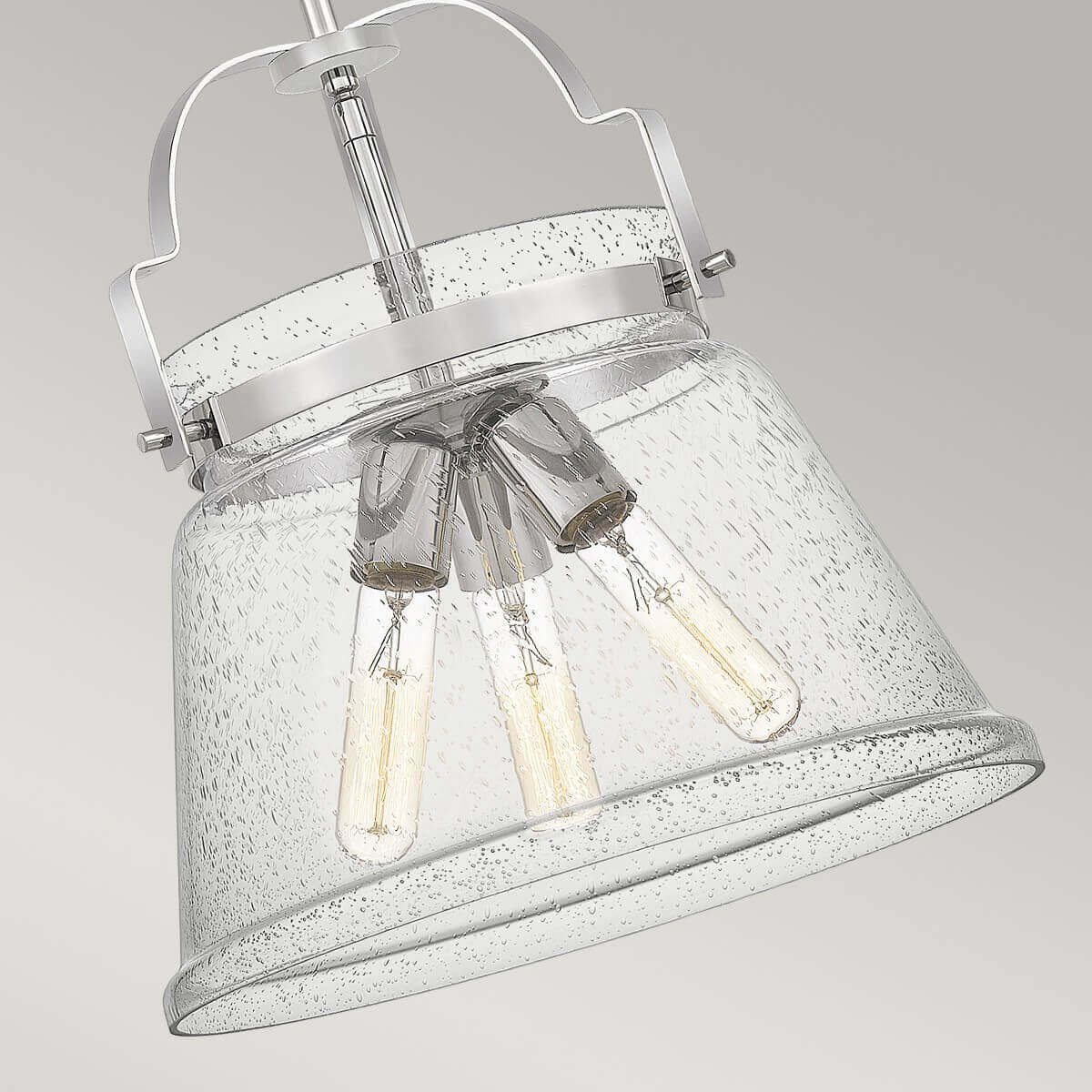 Suspension Wimberley 3 lumières chromée et transparente, verre