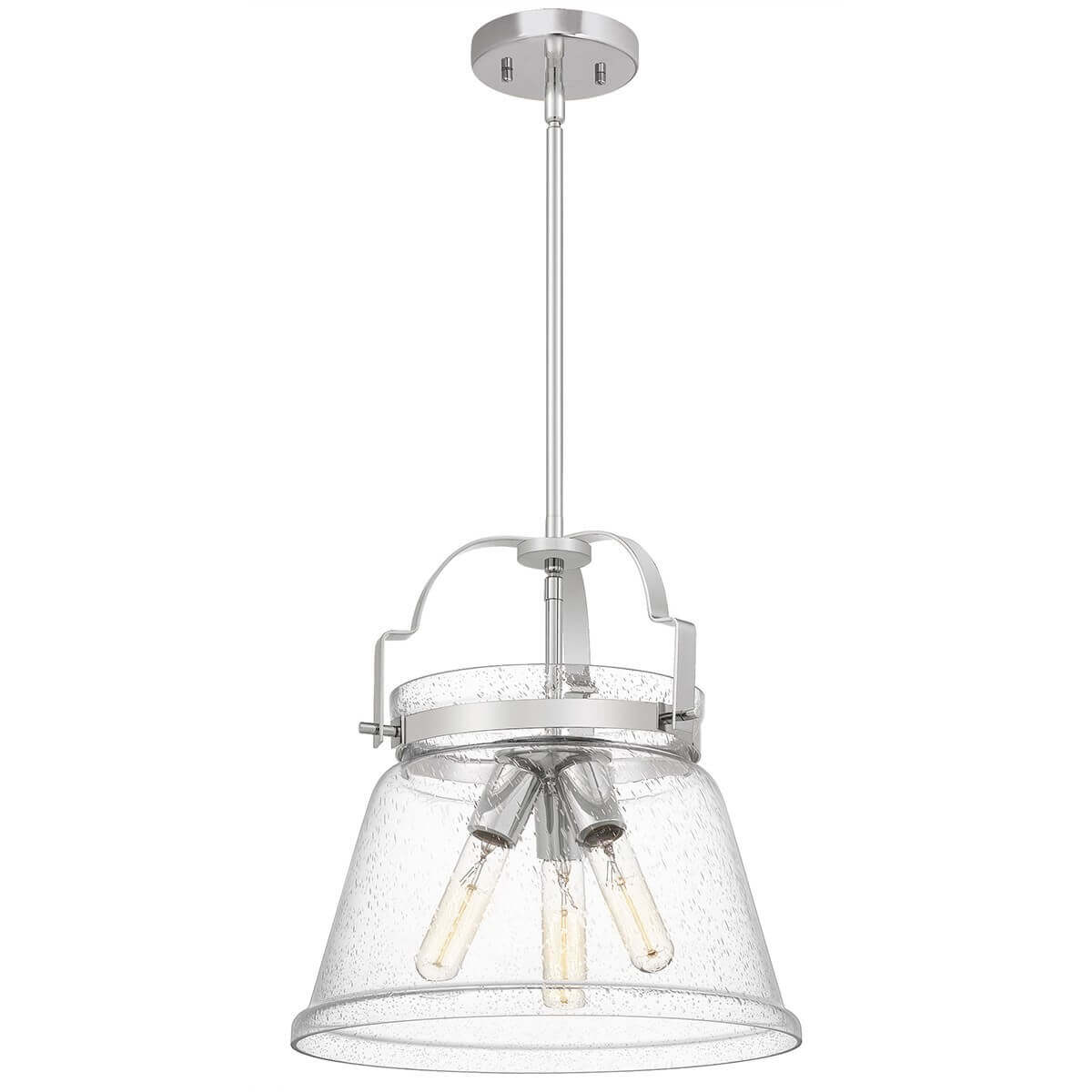 Suspension Wimberley 3 lumières chromée et transparente, verre