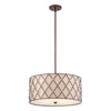 Suspension Brown Lattice 4 lumières cuivrée, lin
