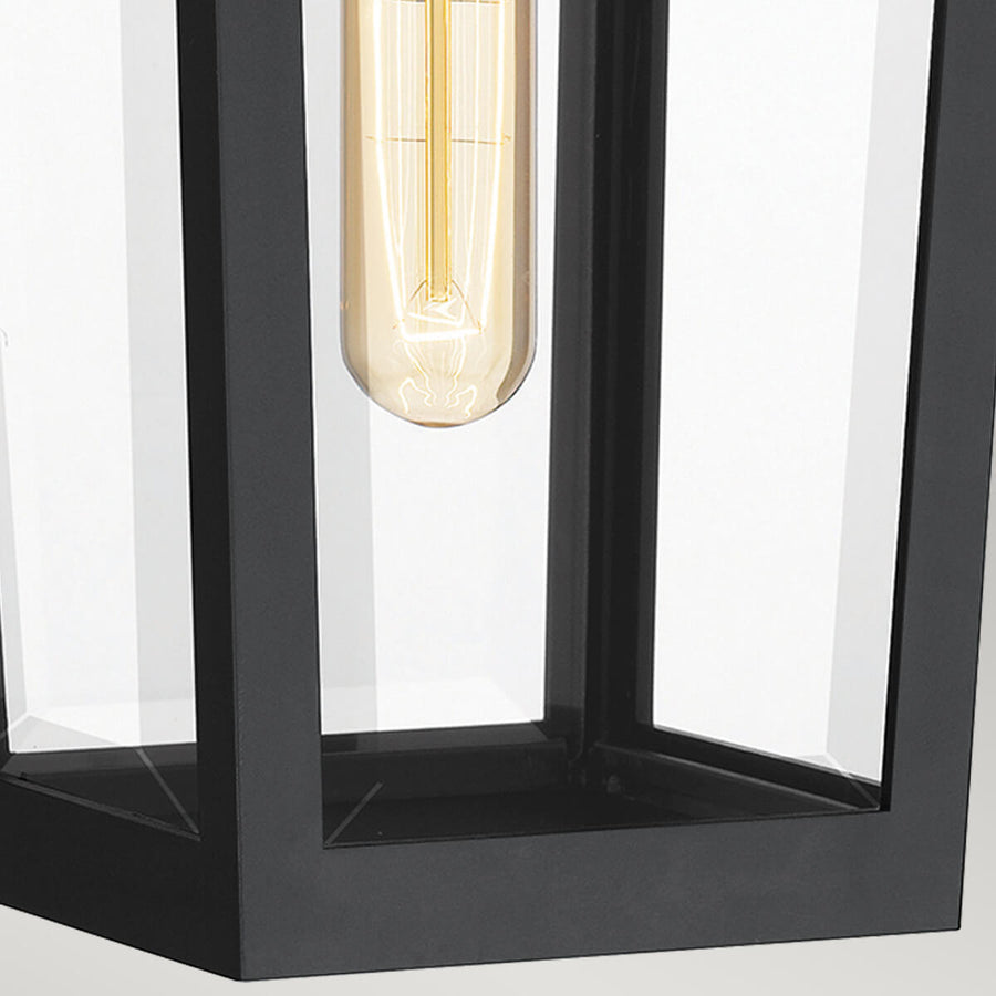 Applique extérieure Buckley noire et laiton, verre, H 42,9 cm