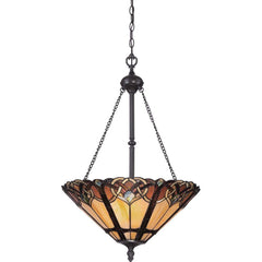 Suspension Cambridge 3 lumières bronze, verre