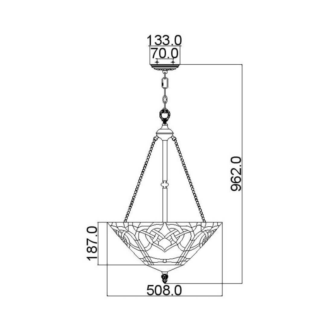 Suspension Cambridge 3 lumières bronze, verre
