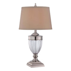 Lampe à poser Dennison nickel poli, verre