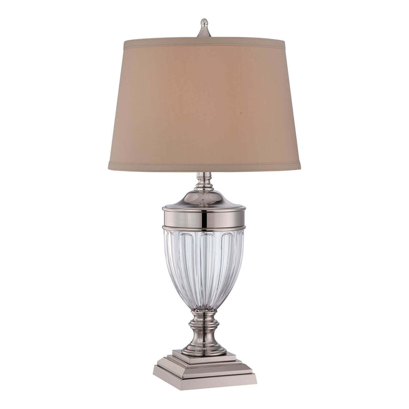 Lampe à poser Dennison nickel poli, verre