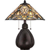 Lampe à poser India 2 lumières bronze, verre