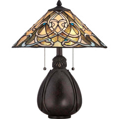 Lampe à poser India 2 lumières bronze, verre