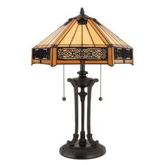 Lampe à poser Indus 2 lumières bronze, verre