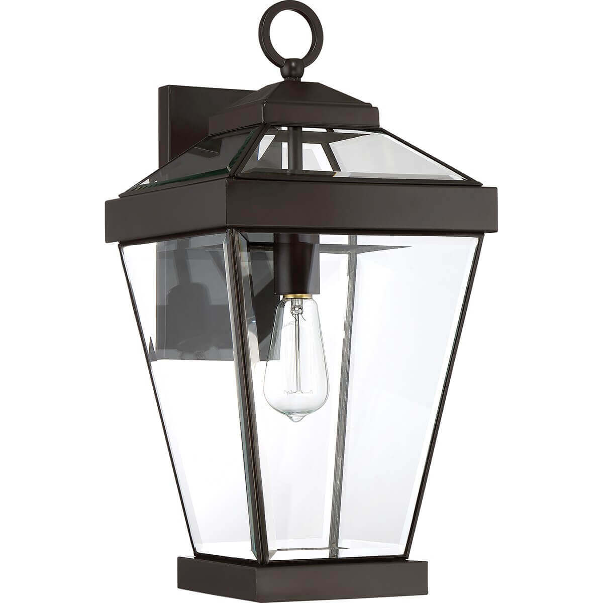 Même applique vue de trois quarts, ampoule transparente éteinte sous verre clair
