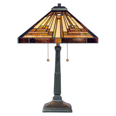 Lampe à poser Stephen 2 lumières bronze, verre